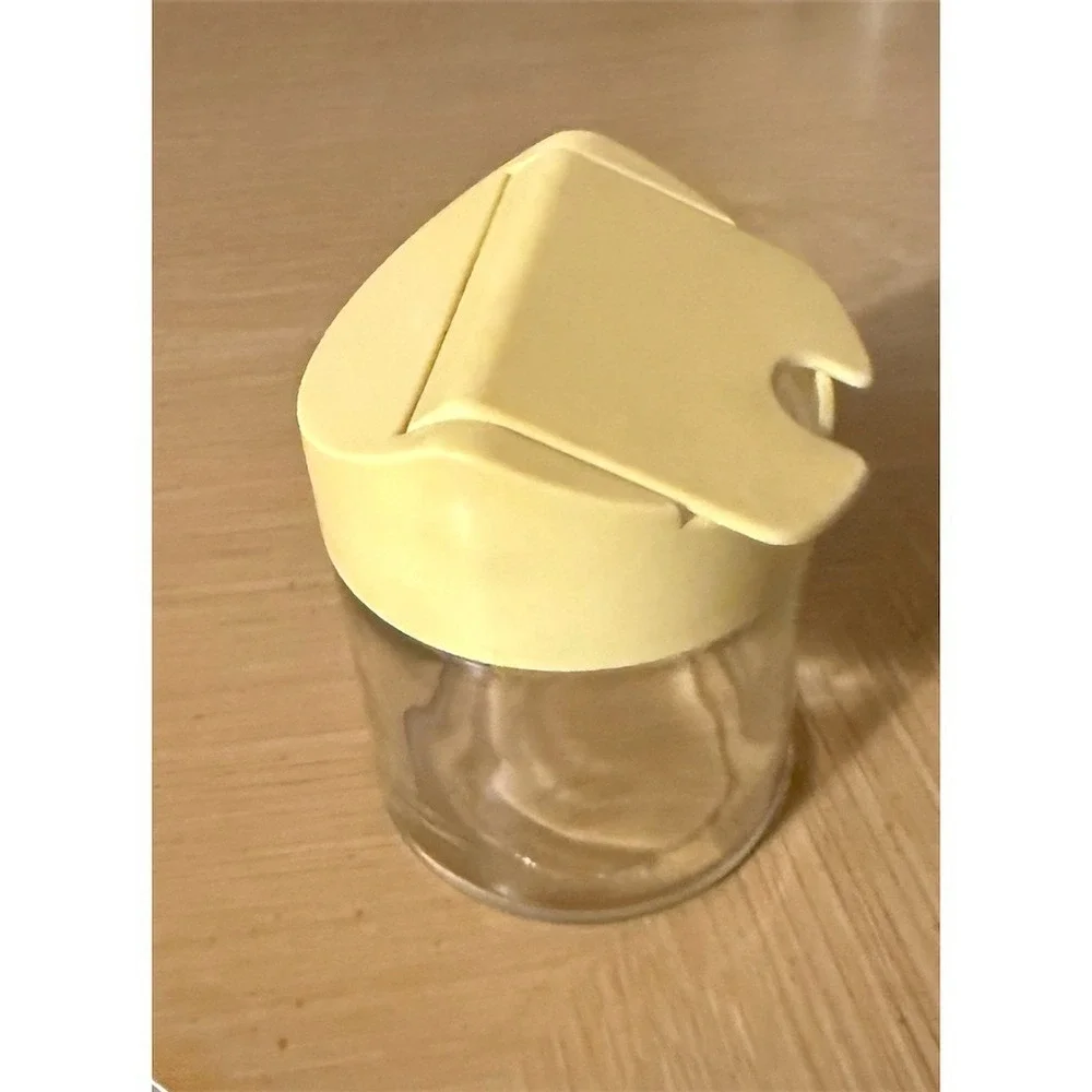 Vintage GEMCO Sugar Dispenser Glass Jar Yellow‎ Flip-Top Lid Mid Century
